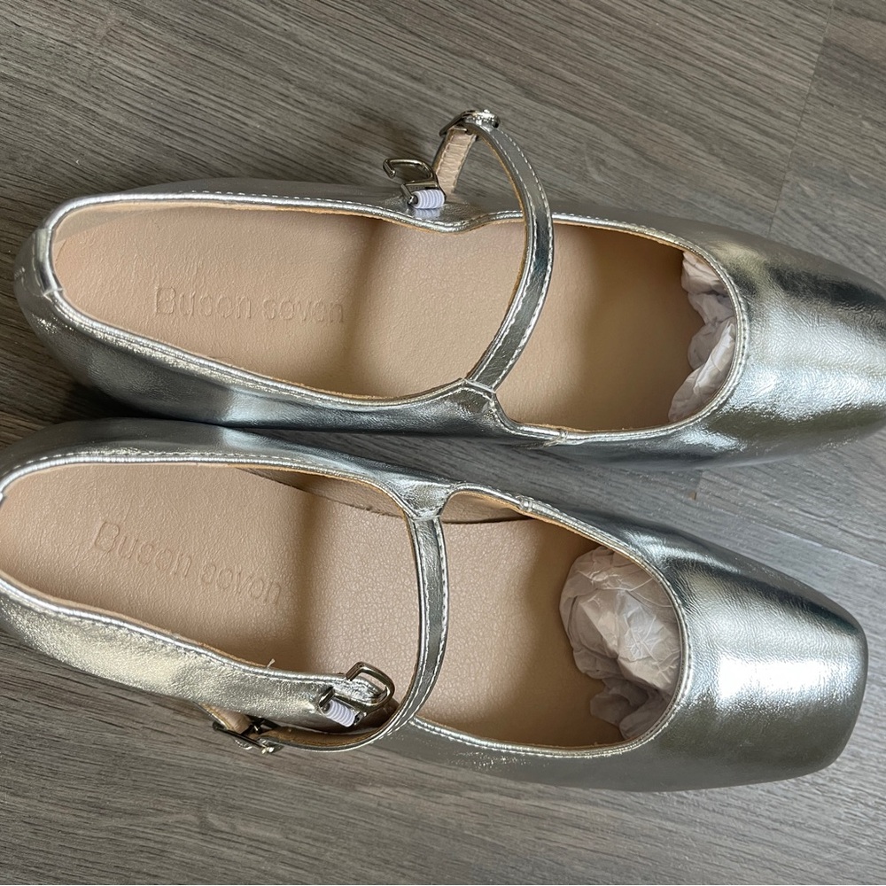 Loeffler Randall Silver Mary Jane Flats